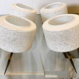 Paire d'appliques vintage années 60, appliques chic parisiennes en laiton et verre texturé