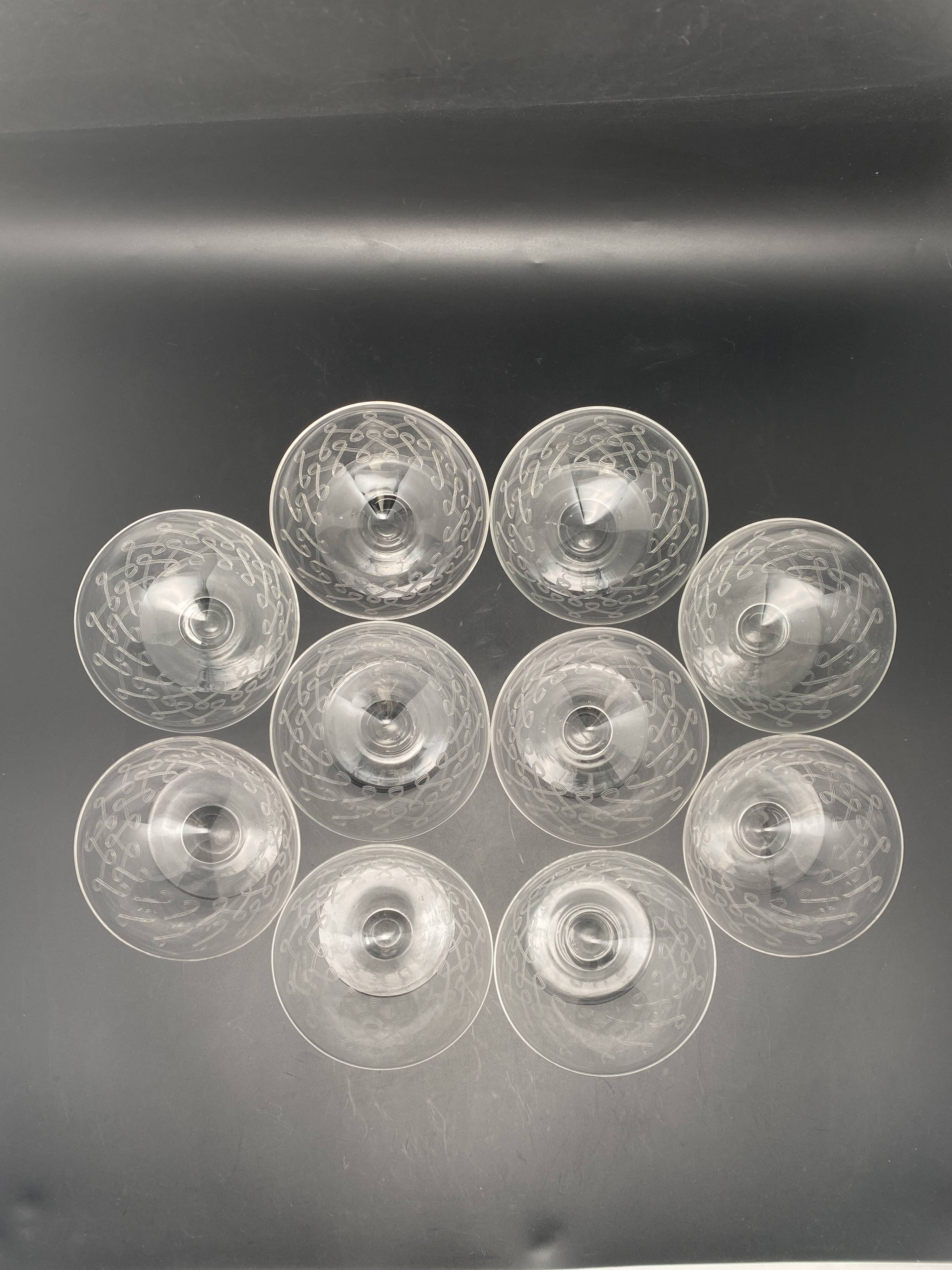 Chiseled crystal champagne glasses