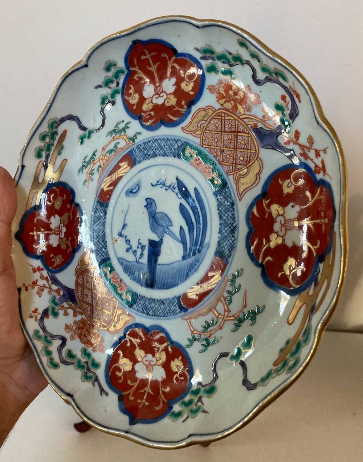 Imari porcelain plate, Japan, 19th century, hand-decorated
