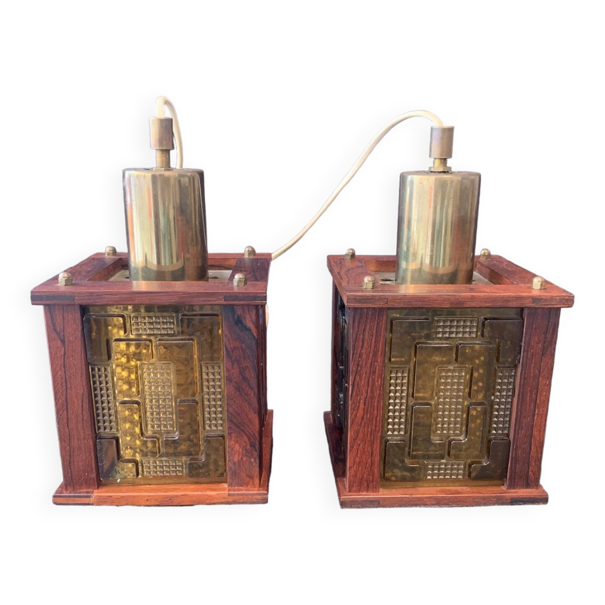 A pair of ceiling lamps designed by Erik Höglund, Kosta Boda, Sweden, 1960s