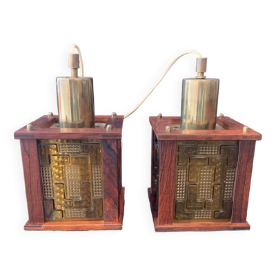 A pair of ceiling lamps designed by Erik Höglund, Kosta Boda, Sweden, 1960s