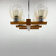 Lustre en bois, chrome et verre des années 1970 par Elektroinstala Decin, étiqueté