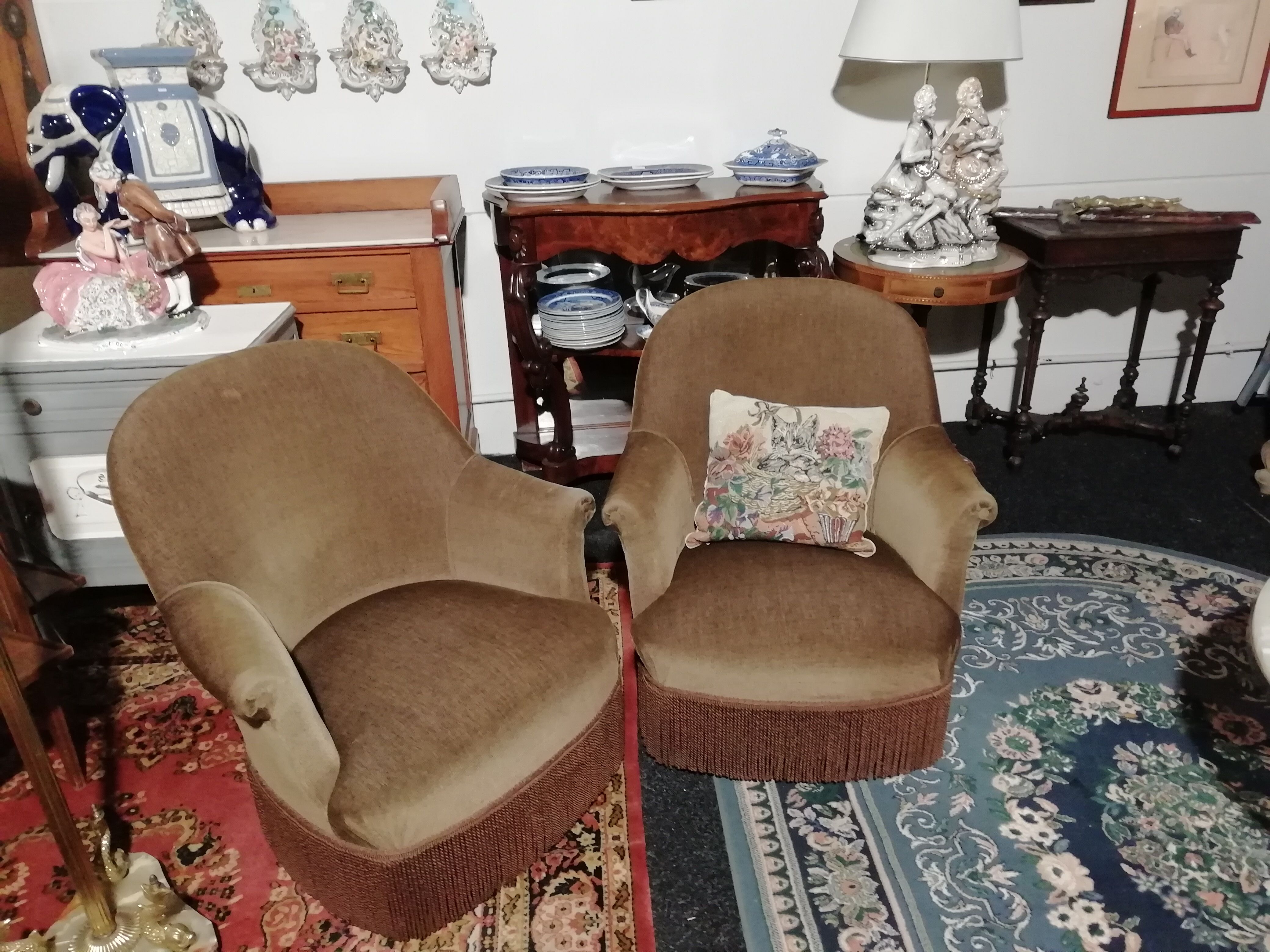 Paire de fauteuil Crapaud en velours