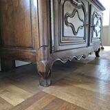 Louis XV period 18th century two-part sideboard in solid oak with glass