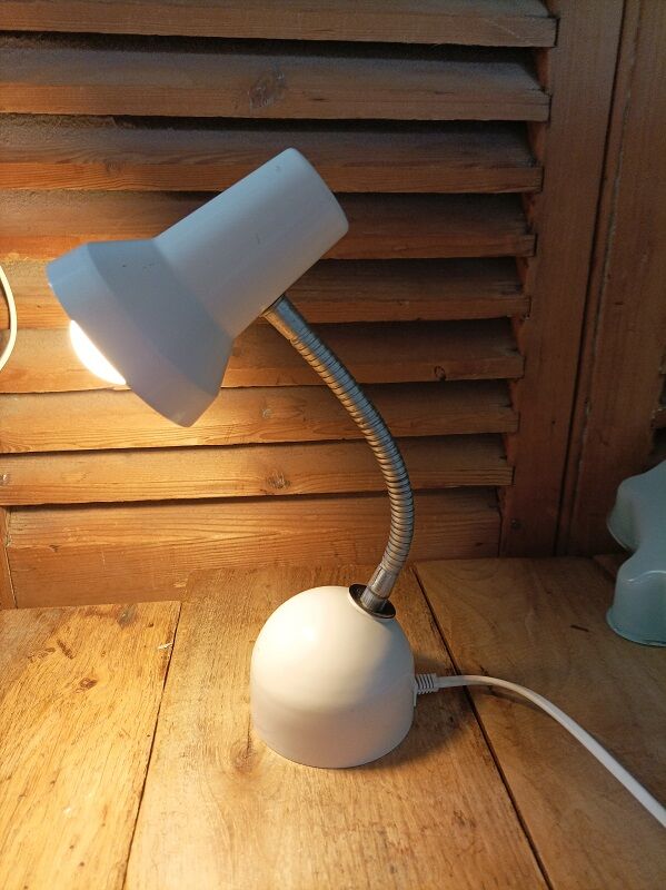 White bedside desk lamp