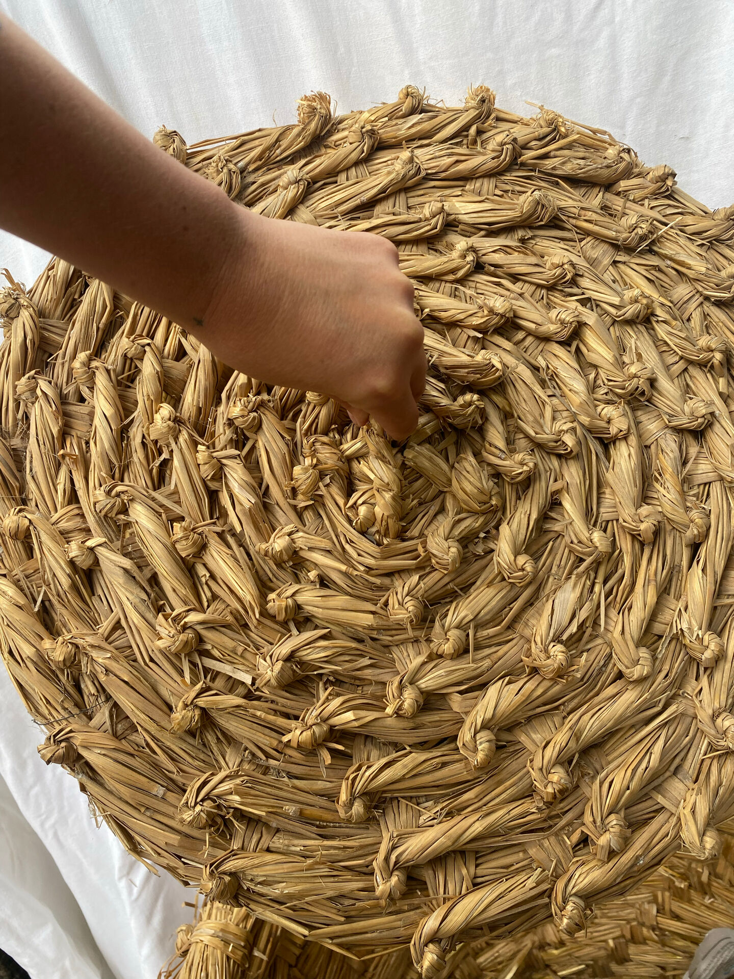 Vintage woven straw basket