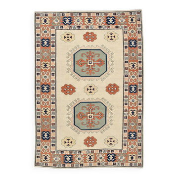 7x10 Blue Cream Oversize Oushak Rug, 203x292Cm
