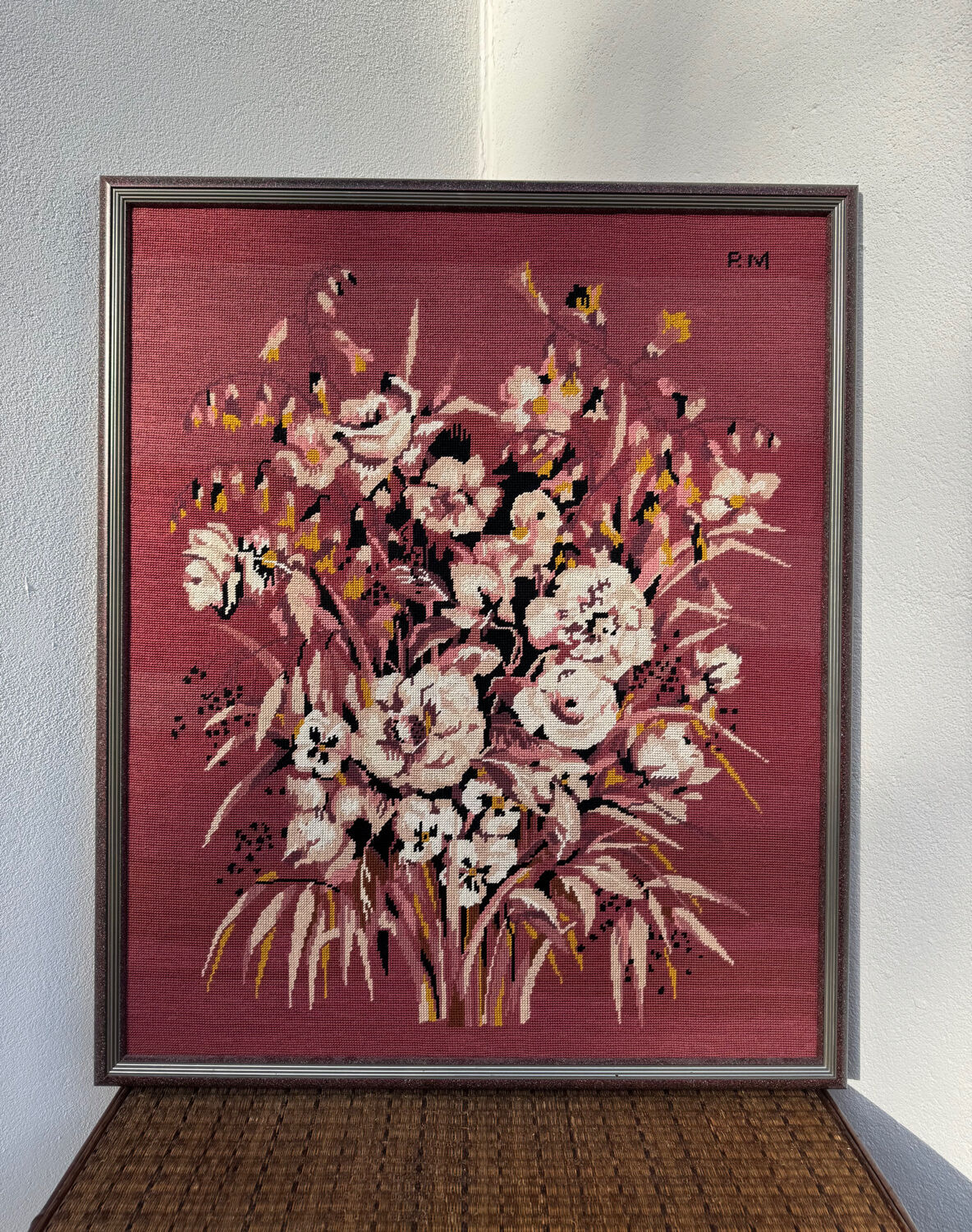 Large vintage floral tapestry