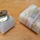Vintage 1970's onyx lighter and ashtray smoking kit