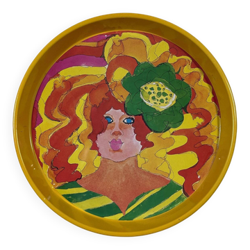 Vintage Flowerpower tin tray 1970’s