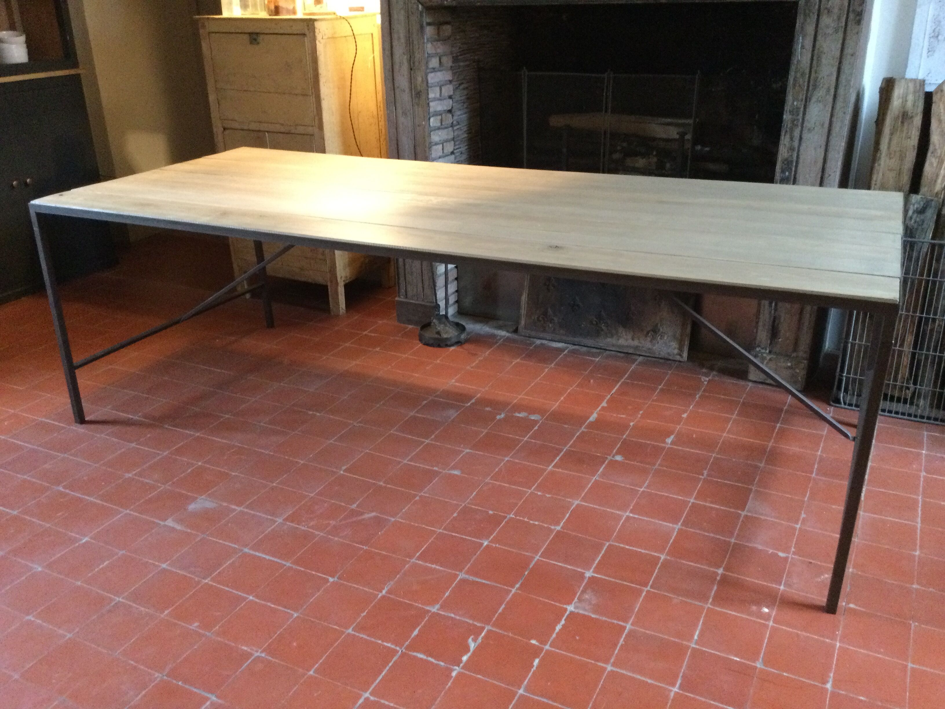 Wood and iron dining table