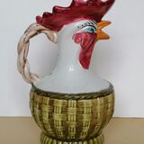 Pichet barbotine zoomorphe en forme de coq