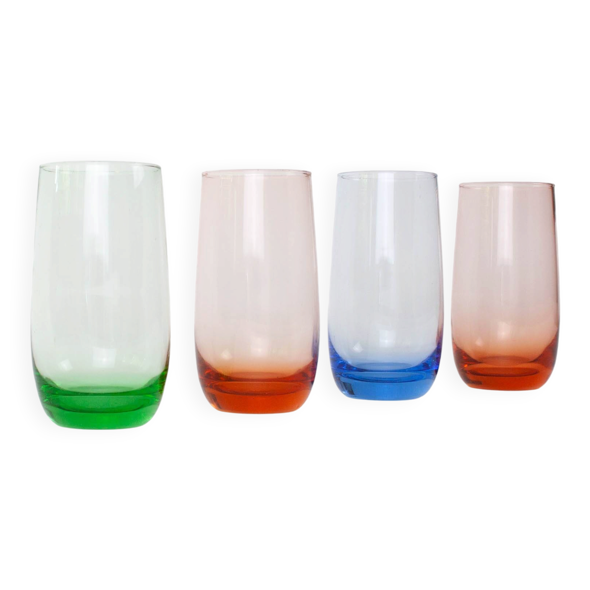 Set of 4 Italian Colorful Glasses, 1980s