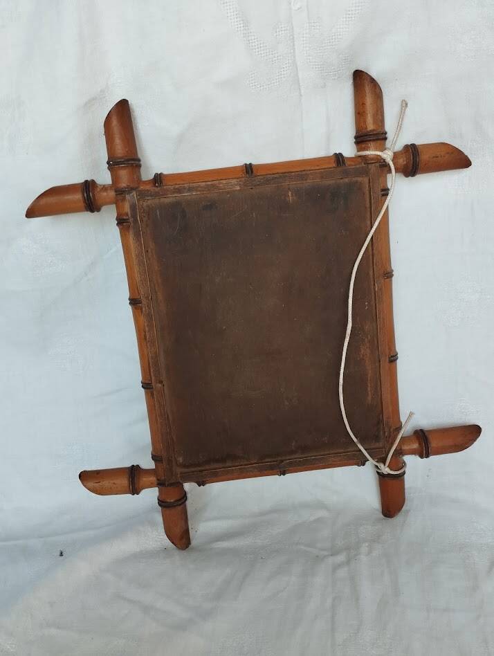 Vintage bamboo mirror – Tower shape – 1960s–70s – Bohemian