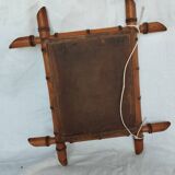 Vintage bamboo mirror – Tower shape – 1960s–70s – Bohemian