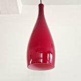 Red glass 'Bang' pendant lamp by Jacob E. Bang for Fog & Mørup, Denmark 1960's