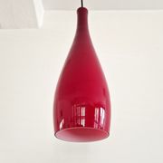 Red glass 'Bang' pendant lamp by Jacob E. Bang for Fog & Mørup, Denmark 1960's