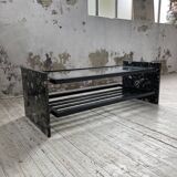 Italian 80s coffee table in marble and glass