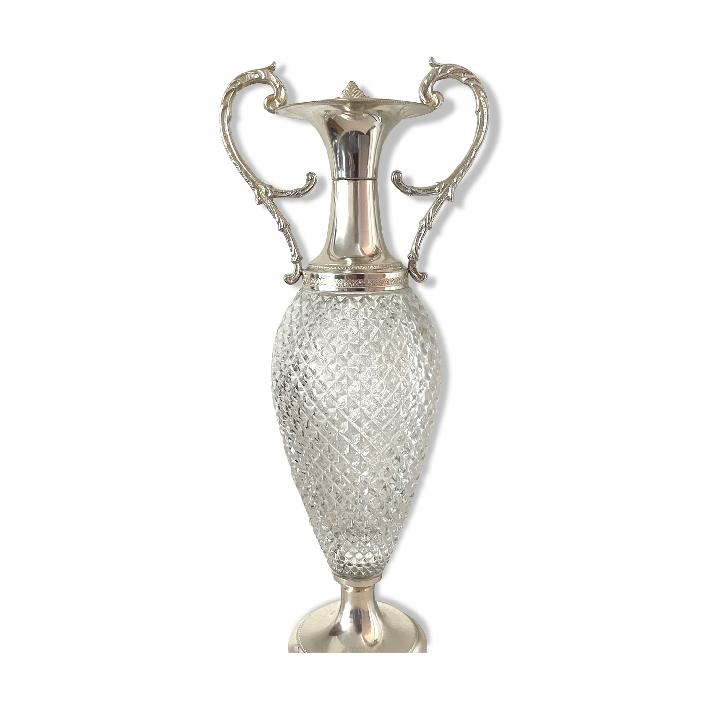 Vase glass and silver metal, Italy 1960