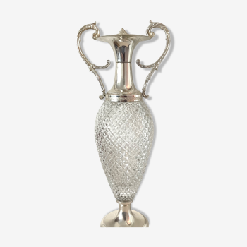 Vase glass and silver metal, Italy 1960