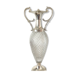 Vase glass and silver metal, Italy 1960