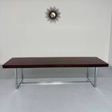 Antique and XXL Italian design coffee table from the 70s, rosewood veneer