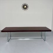 Antique and XXL Italian design coffee table from the 70s, rosewood veneer