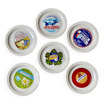 Series of 6 vintage ceramic cheese plates from Saint-Amand