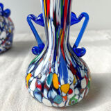 Blue glass vases by Murano Fratelli Toso made in Italy 1920