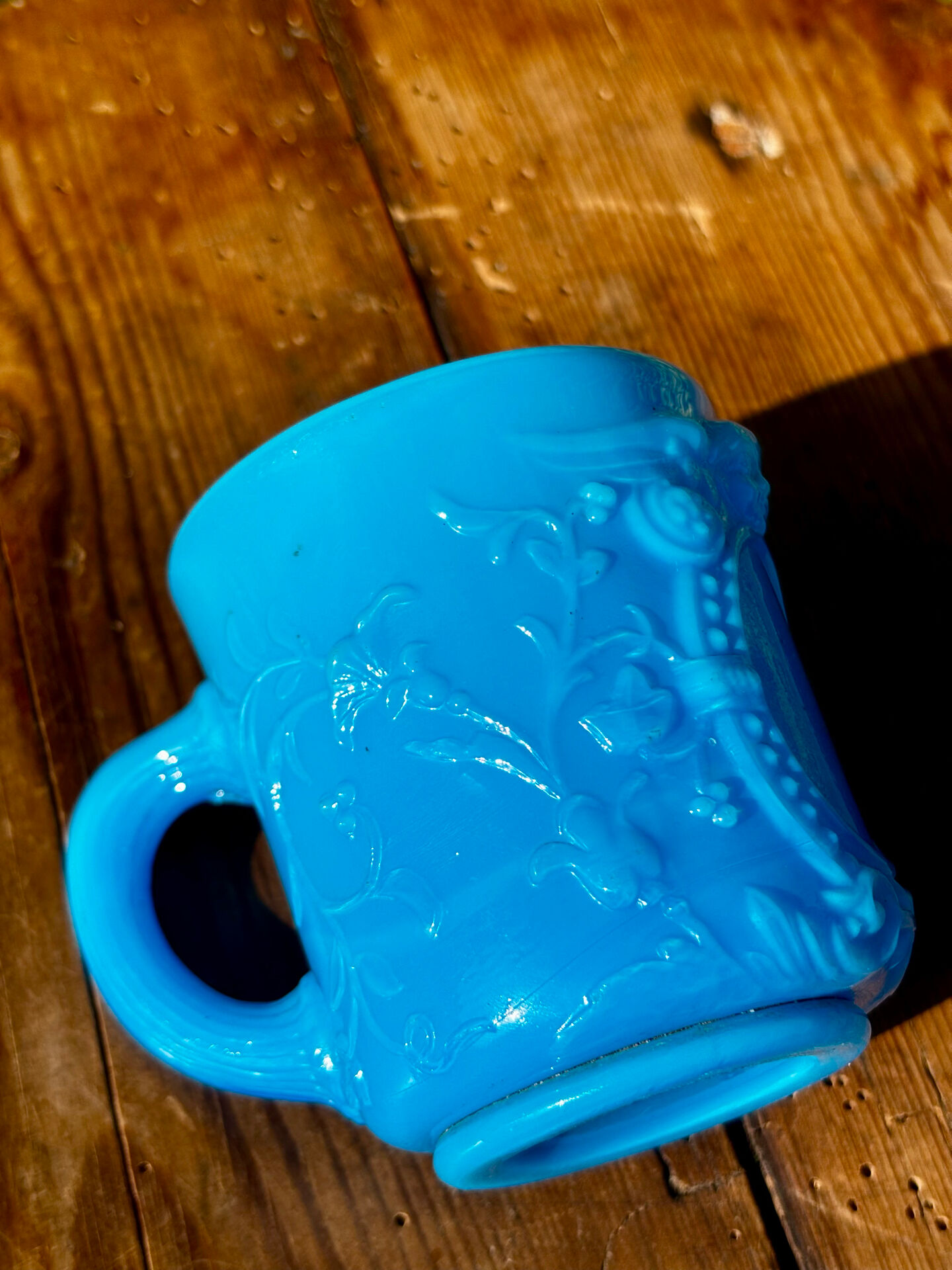 Vintage beautiful turquoise blue opaline coffee cup