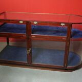 Mahogany showcase case with curved glass