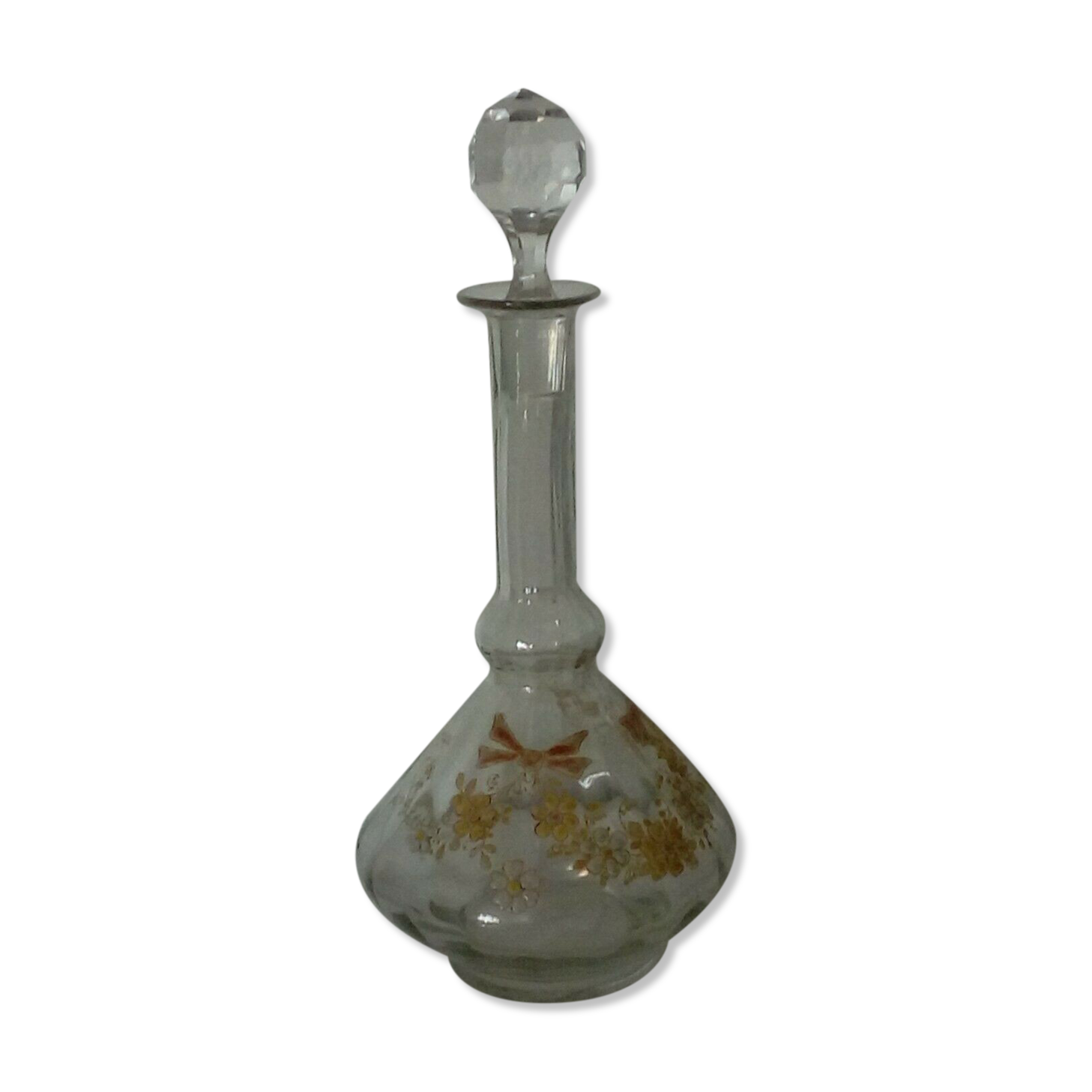 Carafe en verre emaille email gras epoque art nouveau