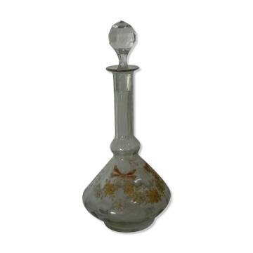 Glass carafe with enamel, enamelled fat, Art Nouveau period.