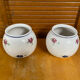 Pair of antique st clément round vases white ceramic flower decor vintage