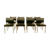 Suite of eight vintage chairs in chrome and imitation leather XX century