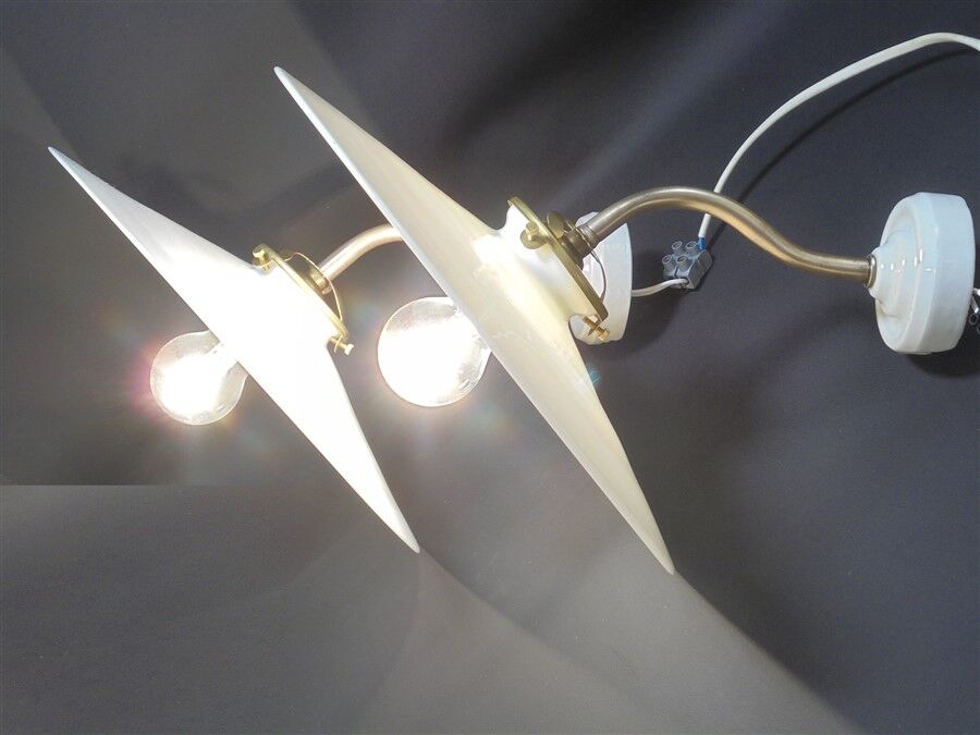 Pair of opaline wall lamps