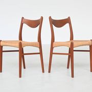Arne Wahl Iversen set of six dining chairs in teak Glyngore Denmark 1960