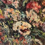 Signed flower bouquet painting