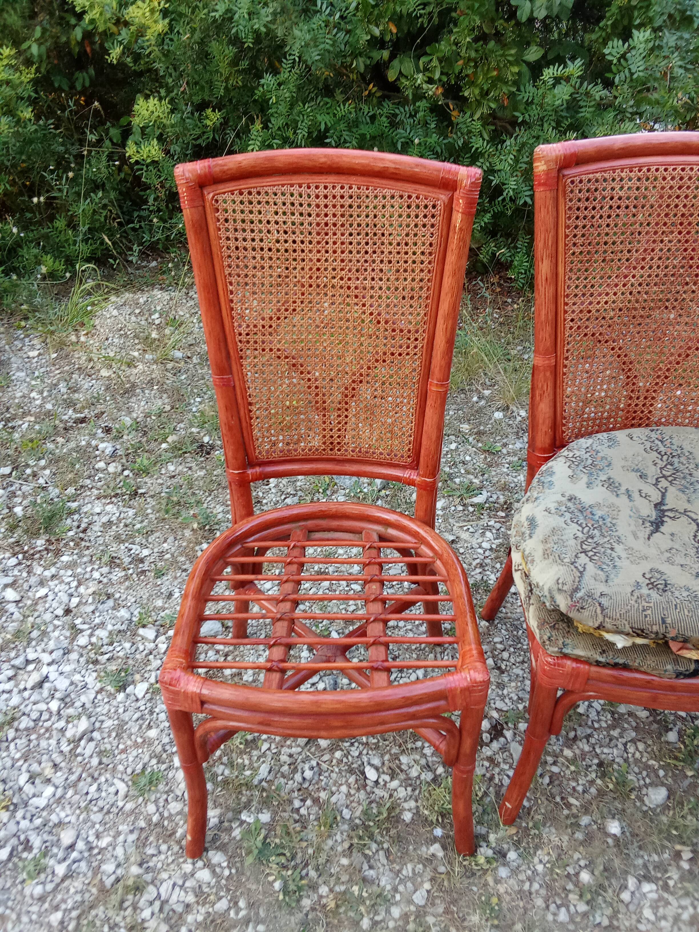 Lot de 4 chaises bambou