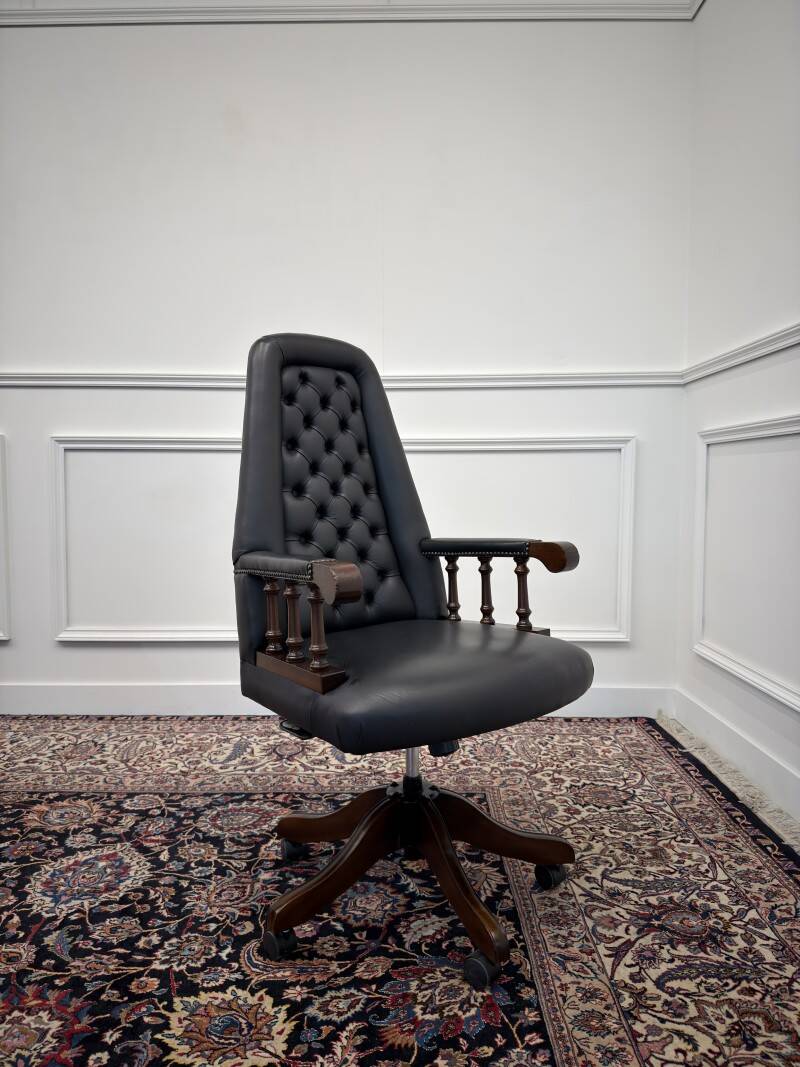Chaise de bureau Chesterfield anglaise classique noire