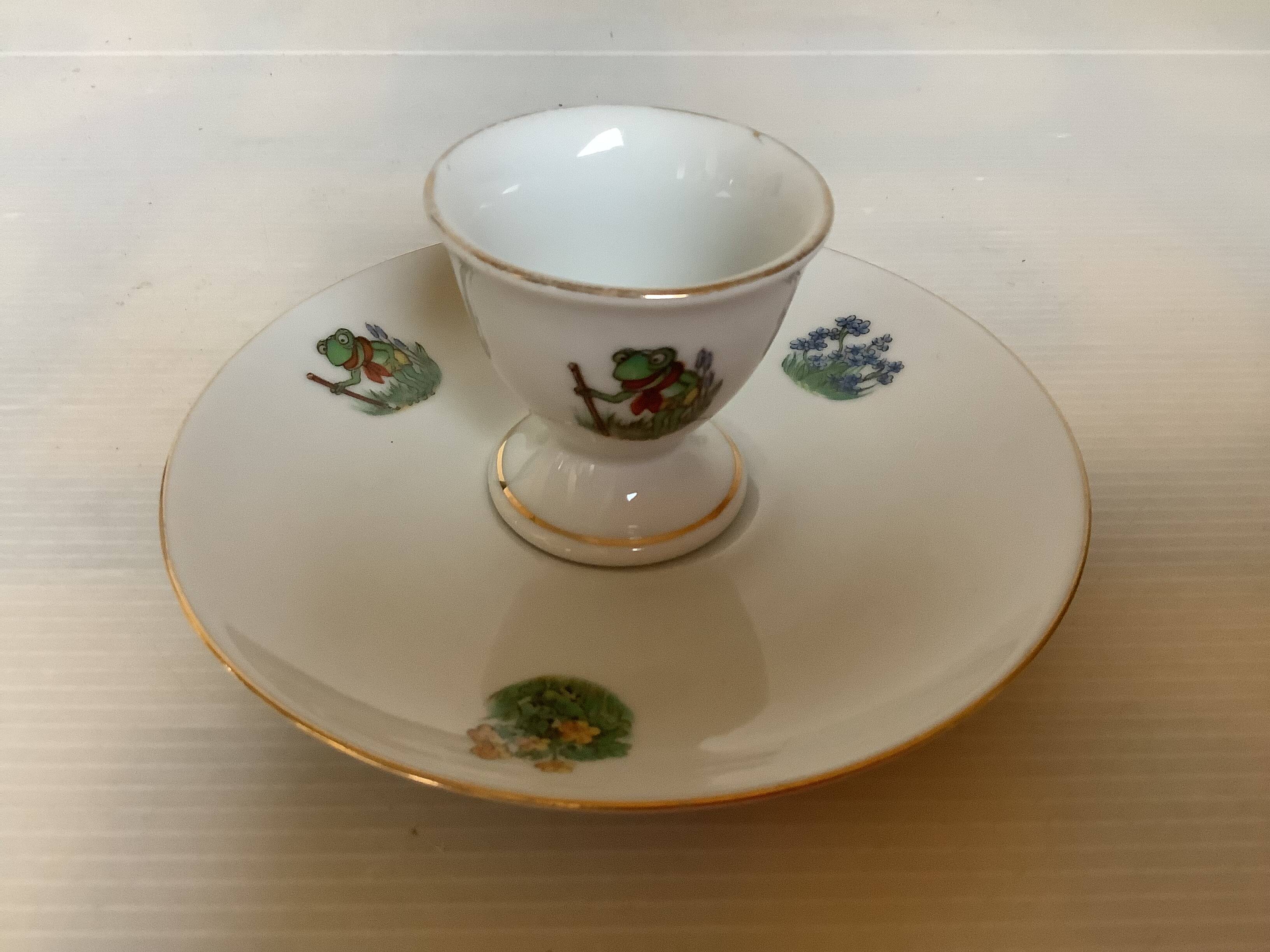 Egg cup frog and flowers Bavaria Germany