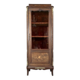 Vitrine ancienne en marqueterie et bronze, XIXème siècle