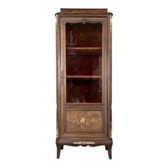 Antique Marquetry and Bronze Display Cabinet, 19th Century
