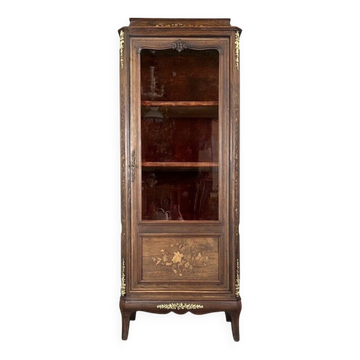 Antique Marquetry and Bronze Display Cabinet, 19th Century