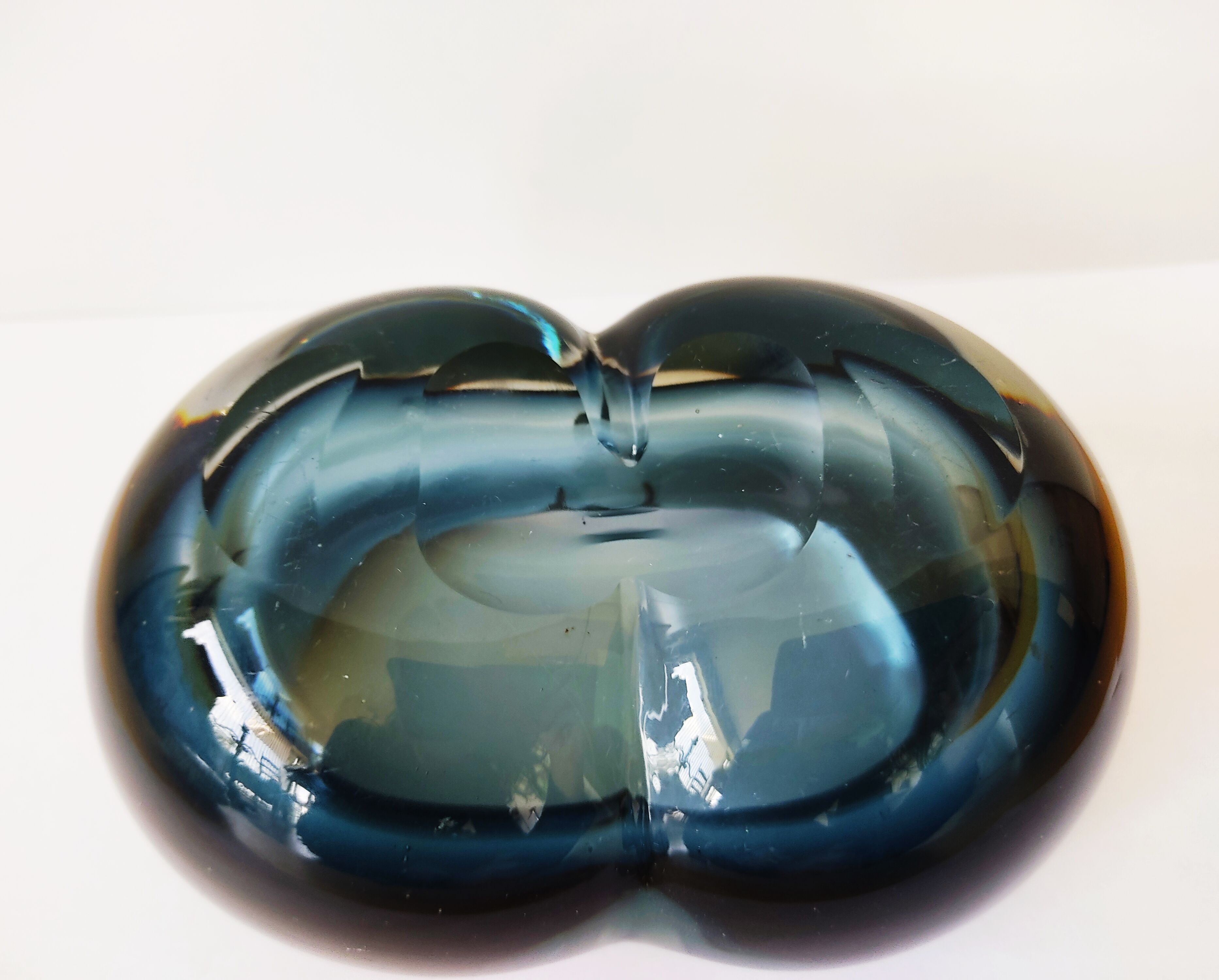 Blue-grey glass trinket bowl
