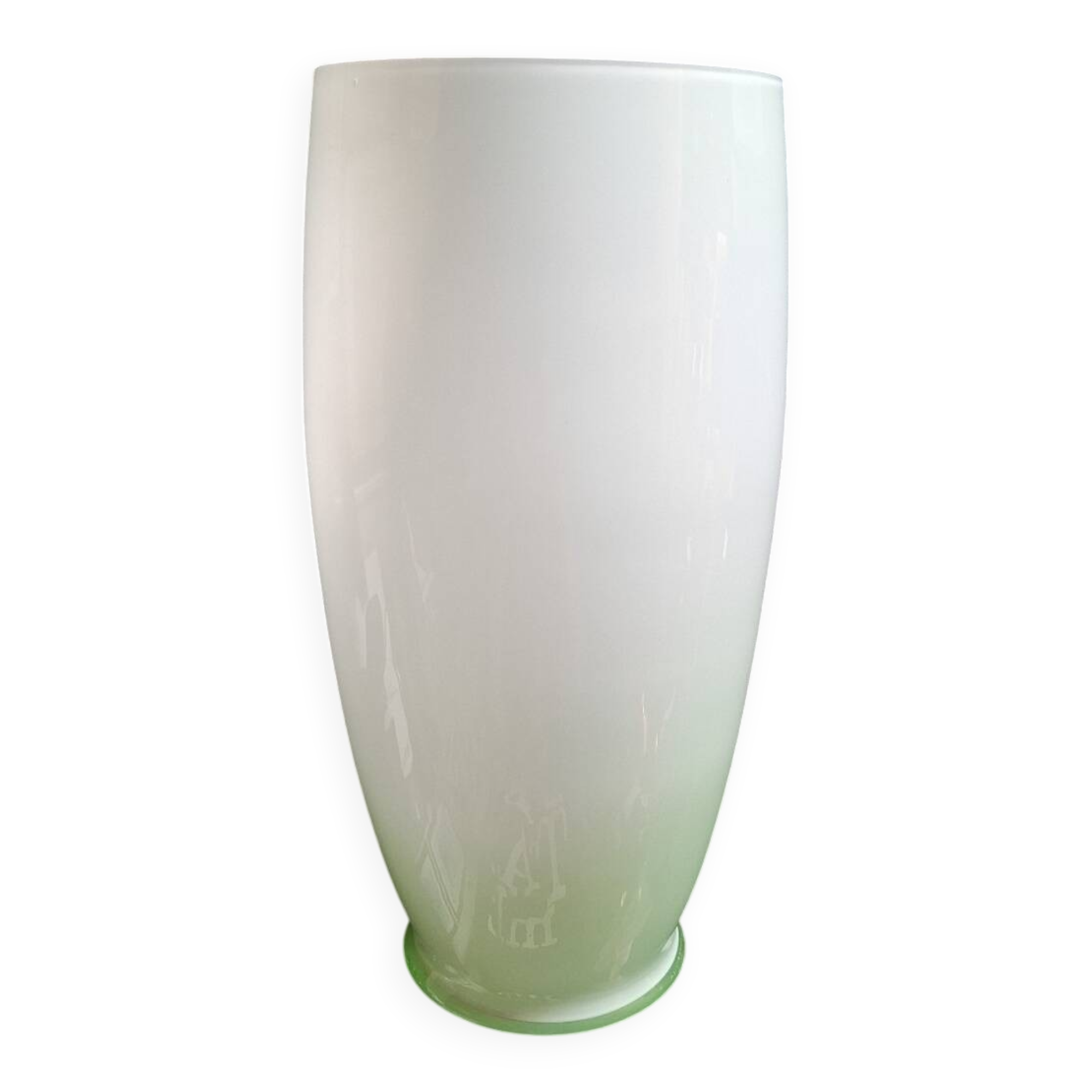 Large contemporary vase in green opaline