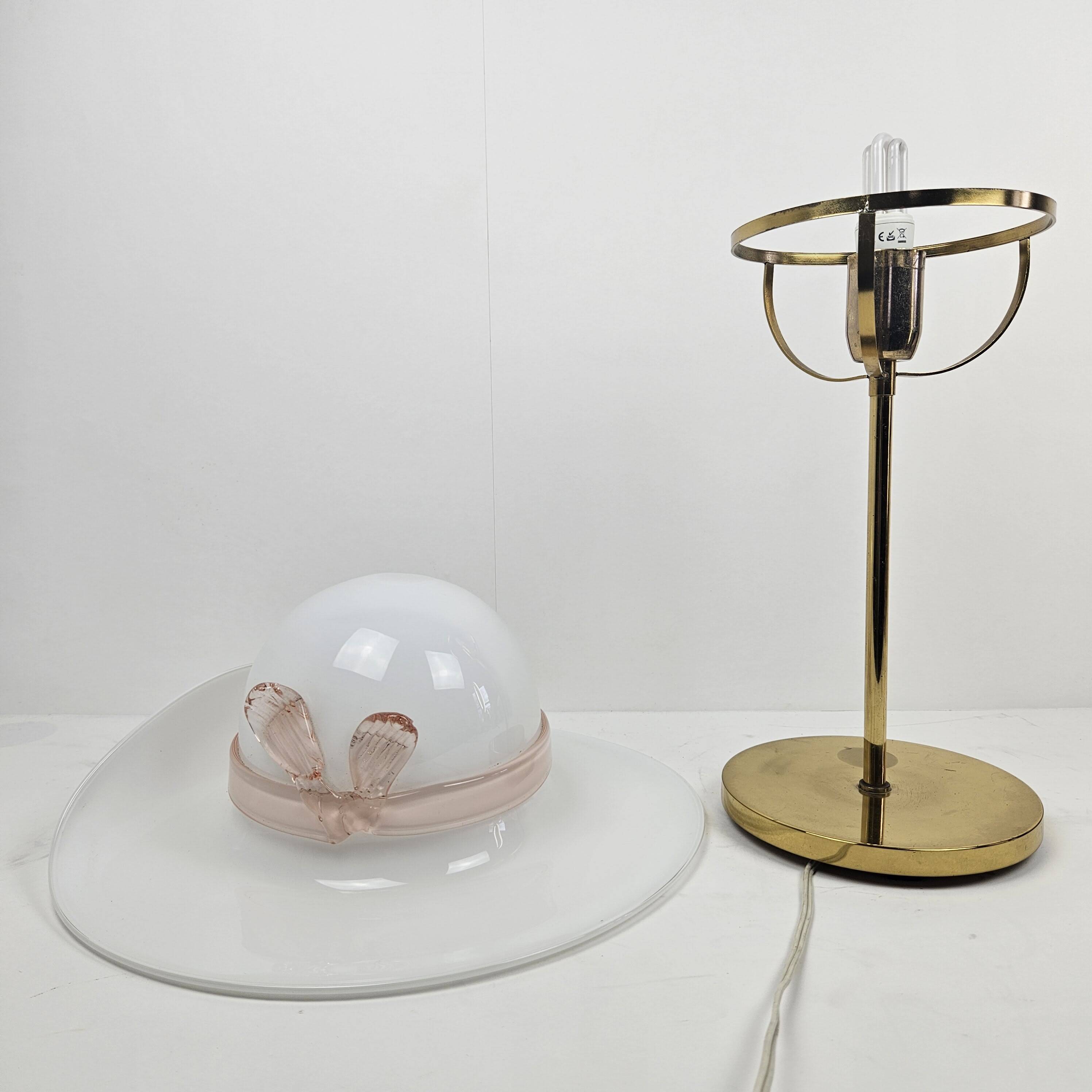 Table Lamp with Brass and Murano Glass, Italy 1970's