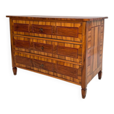 Commode en noyer allemand Louis XVI avec incrustations géométriques, 1780