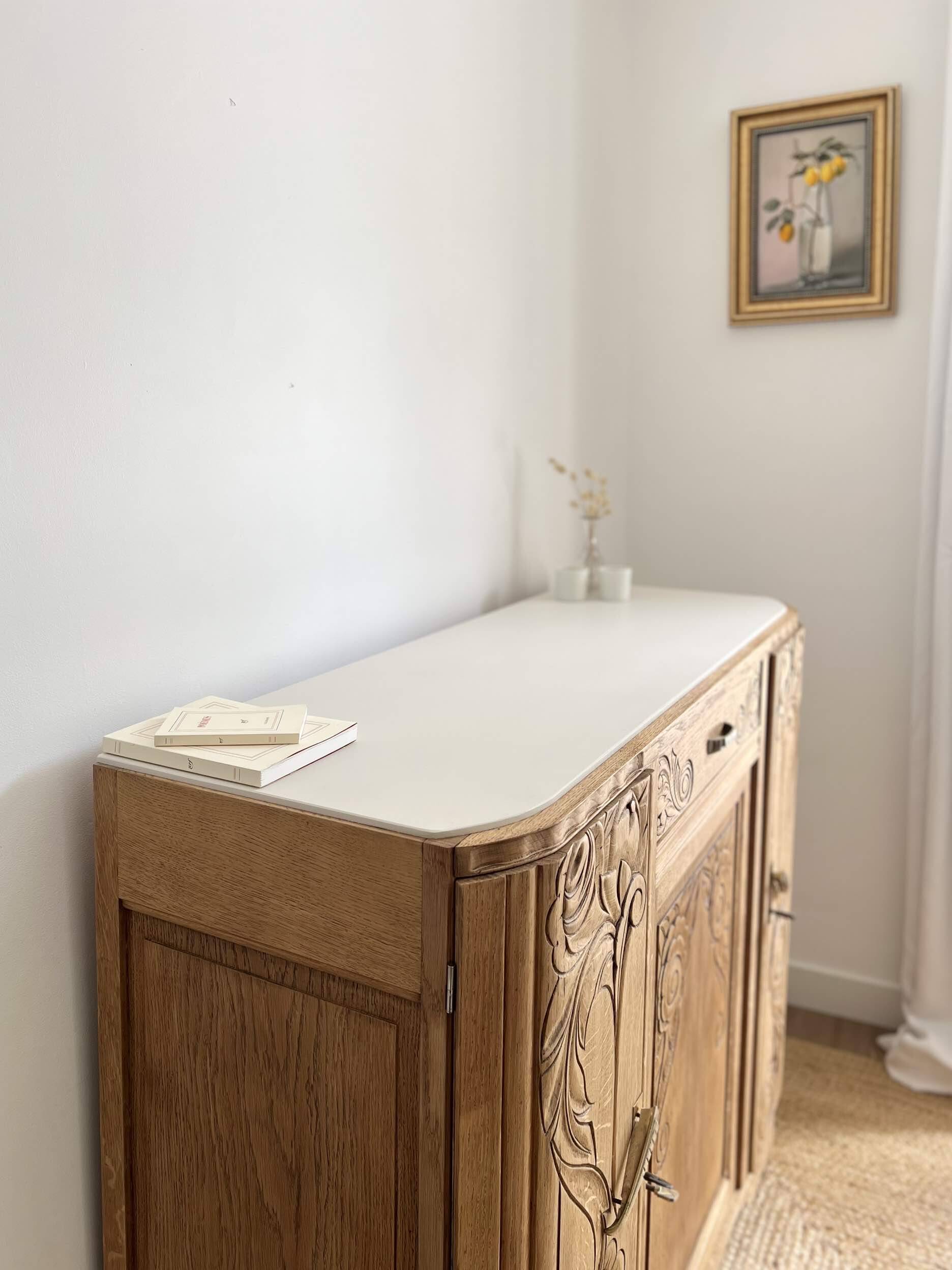 Art Deco oak sideboard with mirror (removable)
