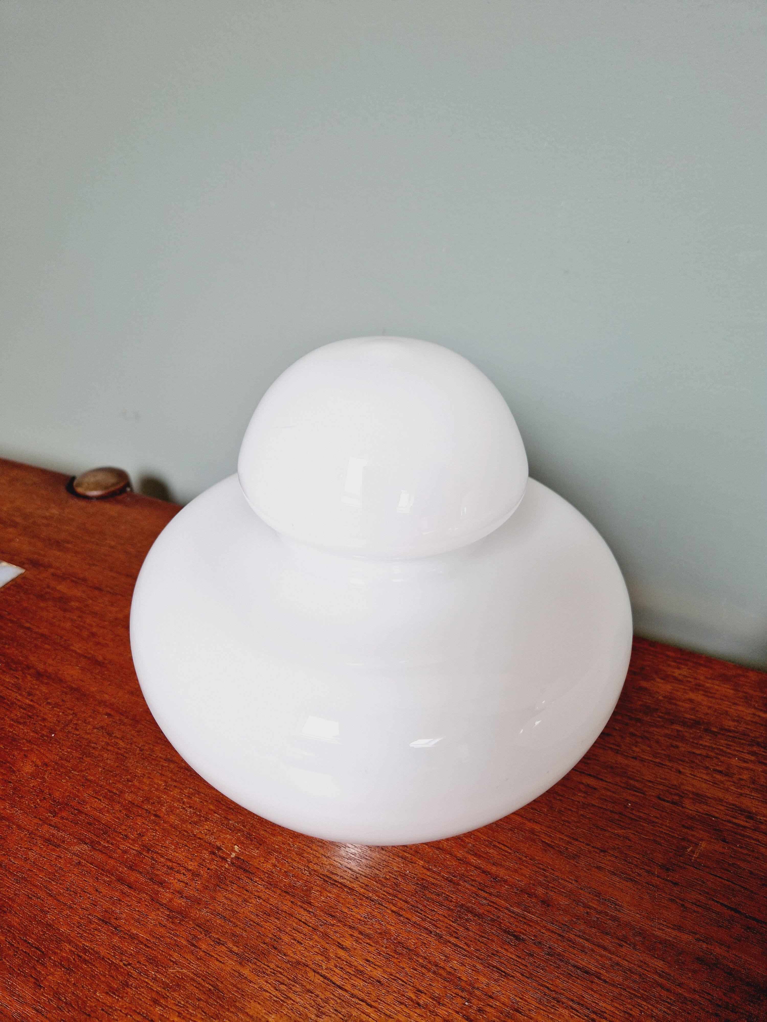 Space Age table lamp in white opaline, 1970s